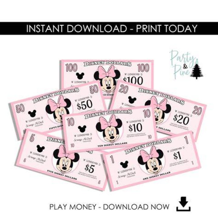 play money minnie mouse minnie mouse party minnie etsy play money