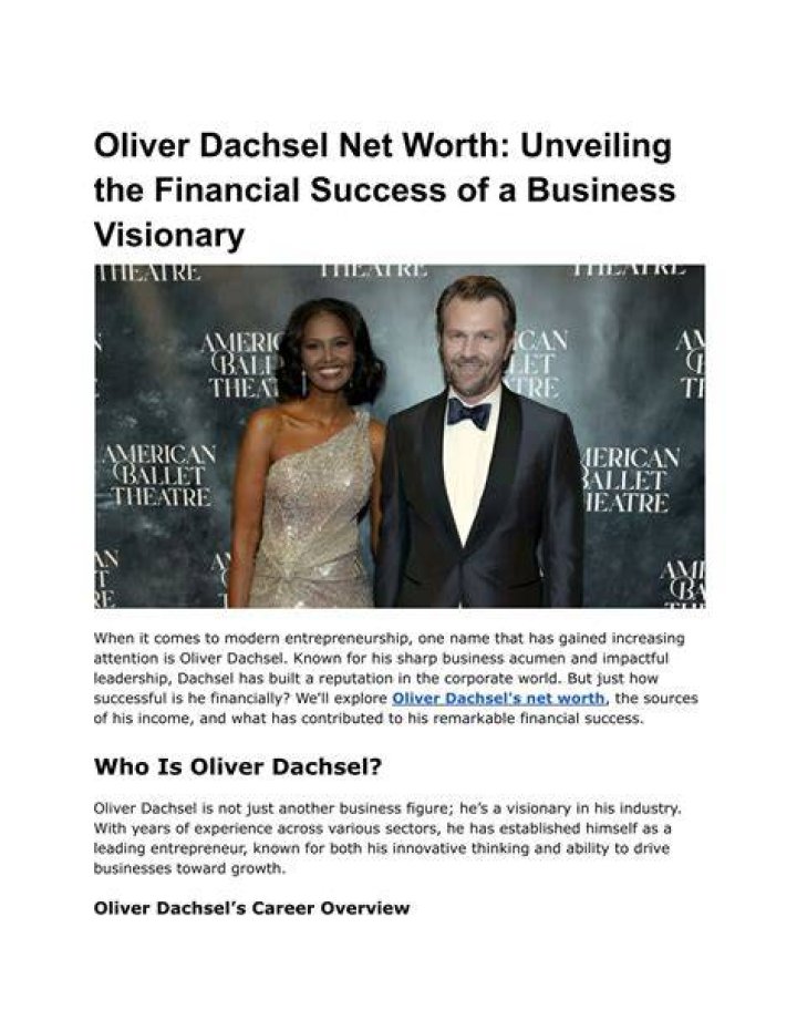 Unveiling The Net Worth Of Oliver Dachsel: Secrets And Surprises Revealed